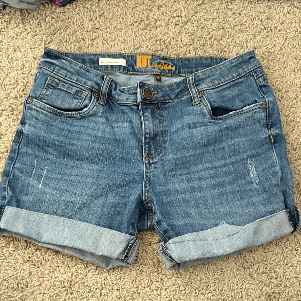 Kut from the Kloth Medium Blue Rolled Cuff Denim Shorts
